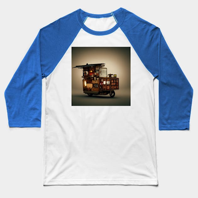 Steampunk Tokyo Ramen Cart Baseball T-Shirt by Grassroots Green